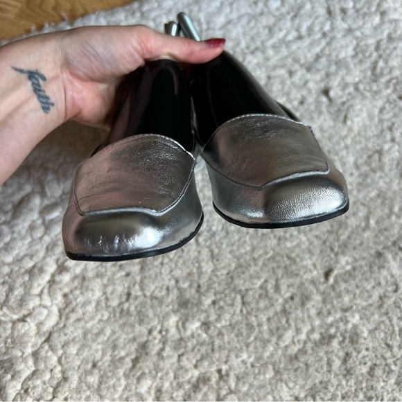 Array: Freedom Metallic Silver Slip On Elongated Square Toe Loafers Size 7.5 - Picture 7 of 12